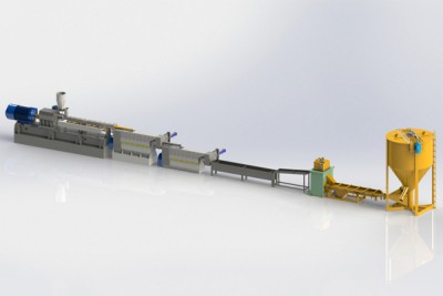 Système de granulation plastique à double vis à triple étage